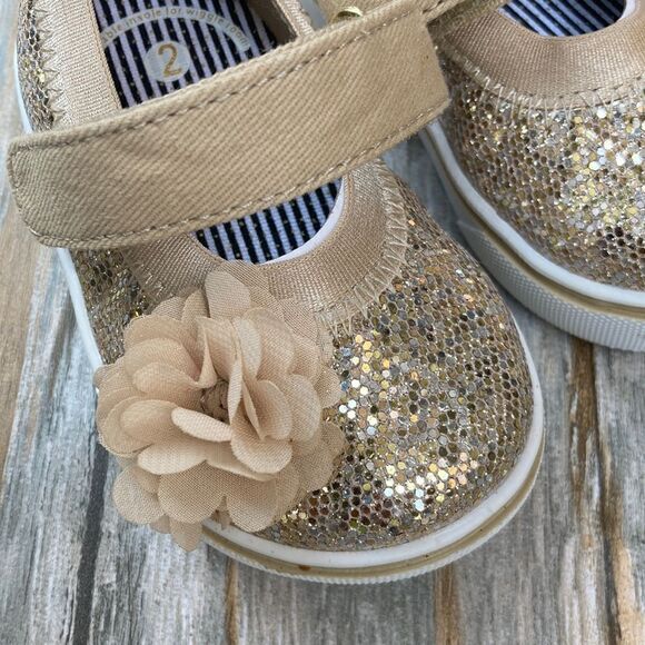 BABY GIRL UNICORN & Sparkly Flower Sneakers Shoes Size 2 - Picture 7 of 8